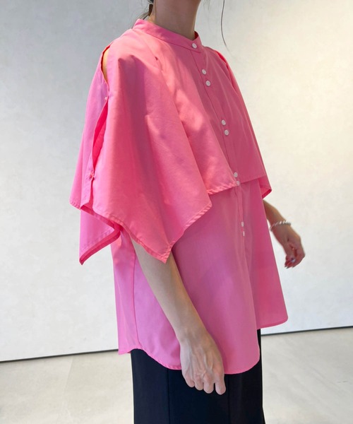 Birthday room（バースデイルーム）の「２WAYケープブラウス（シャツ/ブラウス・レディース・オフホワイト/ピンク/ライム・FREE）」の10枚目の写真