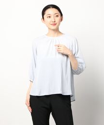 【ノーアイロンOK】ほんのりシアーなギャザーブラウス