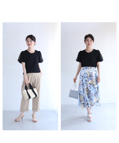 cawaii(カワイイ)の「(黒)チュールを重ねたパフスリーブのTシャツトップス(Tシャツ/カットソー・レディース・ブラック・FREE)」の8枚目の写真