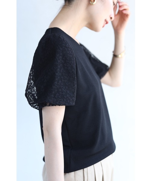cawaii(カワイイ)の「(黒)チュールを重ねたパフスリーブのTシャツトップス(Tシャツ/カットソー・レディース・ブラック・FREE)」の13枚目の写真