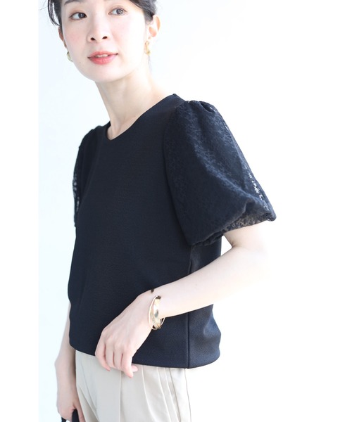 cawaii(カワイイ)の「(黒)チュールを重ねたパフスリーブのTシャツトップス(Tシャツ/カットソー・レディース・ブラック・FREE)」の18枚目の写真