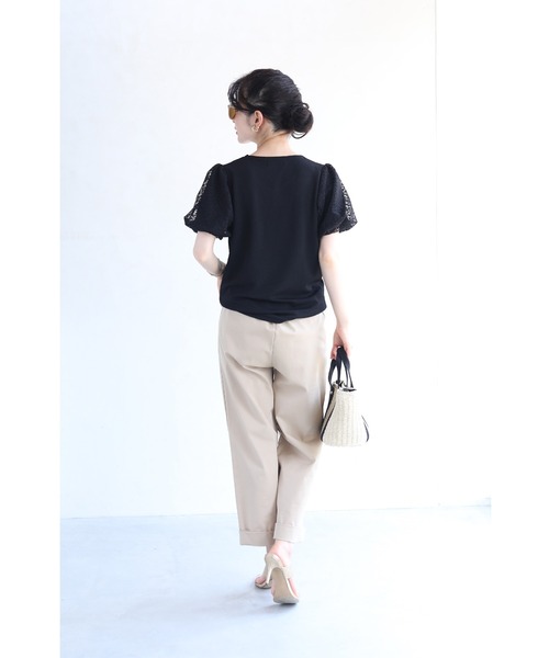 cawaii(カワイイ)の「(黒)チュールを重ねたパフスリーブのTシャツトップス(Tシャツ/カットソー・レディース・ブラック・FREE)」の21枚目の写真