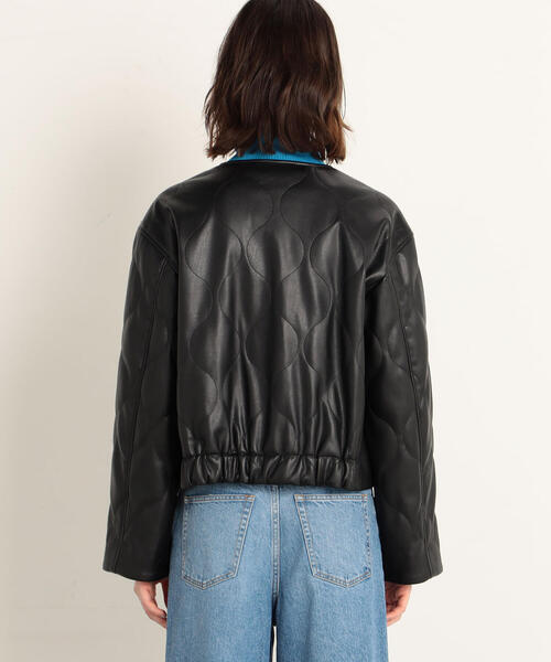 TOMORROWLAND （トゥモローランド）の「フェイクレザー キルティングジャケット（ノーカラージャケット・レディース・ブラック・36）」の5枚目の写真