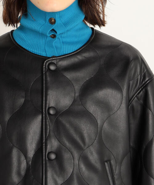 TOMORROWLAND （トゥモローランド）の「フェイクレザー キルティングジャケット（ノーカラージャケット・レディース・ブラック・36）」の8枚目の写真