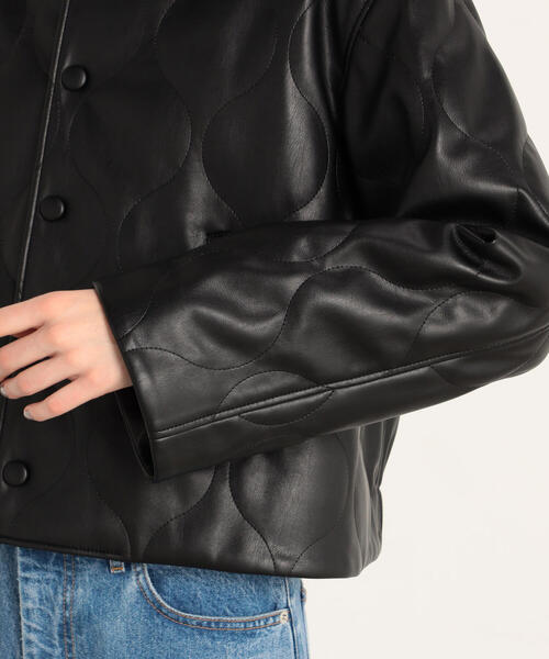 TOMORROWLAND （トゥモローランド）の「フェイクレザー キルティングジャケット（ノーカラージャケット・レディース・ブラック・36）」の10枚目の写真