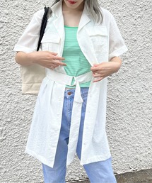 リネンライク開襟シャツワンピース