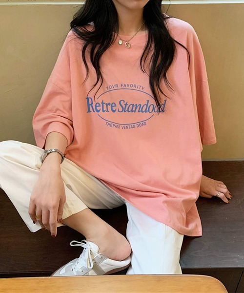 shopnikoniko(ショップニコニコ)の「ビックシルエットレタリング半袖Tシャツ(Tシャツ/カットソー・レディース・ホワイト/ピンク/ブルー・フリー)」の3枚目の写真
