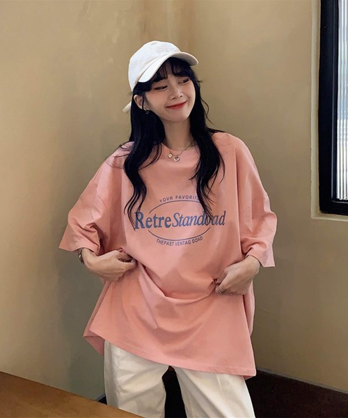 shopnikoniko(ショップニコニコ)の「ビックシルエットレタリング半袖Tシャツ(Tシャツ/カットソー・レディース・ホワイト/ピンク/ブルー・フリー)」の13枚目の写真