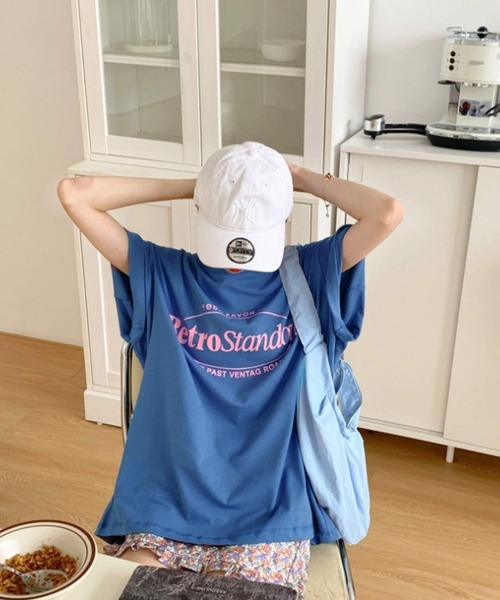 shopnikoniko(ショップニコニコ)の「ビックシルエットレタリング半袖Tシャツ(Tシャツ/カットソー・レディース・ホワイト/ピンク/ブルー・フリー)」の12枚目の写真