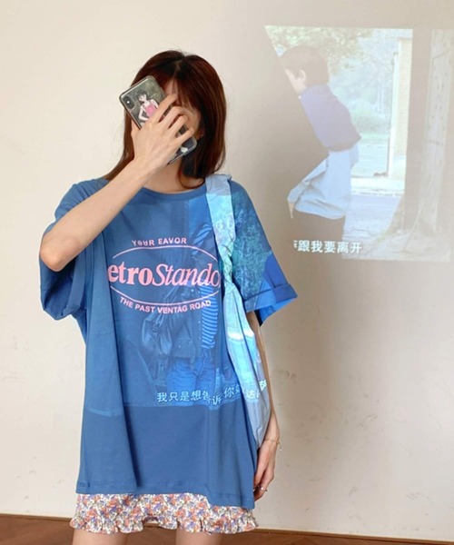 shopnikoniko(ショップニコニコ)の「ビックシルエットレタリング半袖Tシャツ(Tシャツ/カットソー・レディース・ホワイト/ピンク/ブルー・フリー)」の17枚目の写真