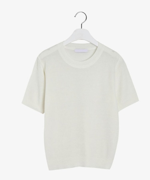 SONA（ソナ）の「SONYUNARA サマーラウンドネック半袖ニット（ニット/セーター・レディース・ブラック/ベージュ/ネイビー/オリーブ/ピンク/イエロー/オレンジ/インディゴブルー/グリーン/アイボリー/スモークピンク/コーラル・FREE）」の2枚目の写真