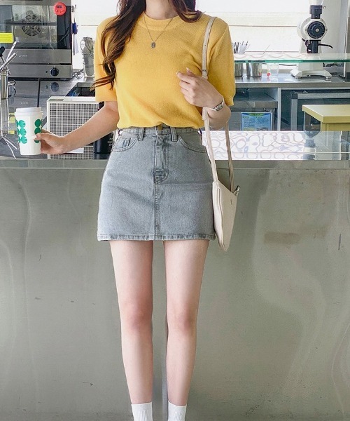 SONA（ソナ）の「SONYUNARA サマーラウンドネック半袖ニット（ニット/セーター・レディース・ブラック/ベージュ/ネイビー/オリーブ/ピンク/イエロー/オレンジ/インディゴブルー/グリーン/アイボリー/スモークピンク/コーラル・FREE）」の22枚目の写真