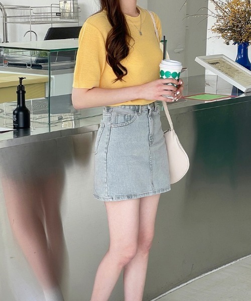 SONA（ソナ）の「SONYUNARA サマーラウンドネック半袖ニット（ニット/セーター・レディース・ブラック/ベージュ/ネイビー/オリーブ/ピンク/イエロー/オレンジ/インディゴブルー/グリーン/アイボリー/スモークピンク/コーラル・FREE）」の17枚目の写真