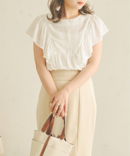 Ambre Neige(アンブルネージュ)の「2WAYラッフルチュニックブラウス/WEB/EC限定商品(シャツ/ブラウス・レディース・オフホワイト/ライトグリーン/ライトベージュ・FREE)」の8枚目の写真