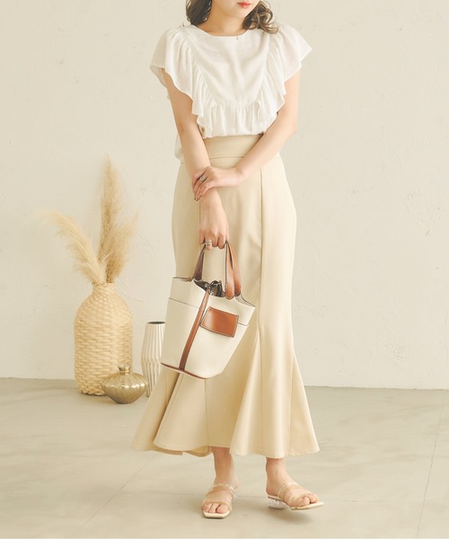 Ambre Neige(アンブルネージュ)の「2WAYラッフルチュニックブラウス/WEB/EC限定商品(シャツ/ブラウス・レディース・オフホワイト/ライトグリーン/ライトベージュ・FREE)」の13枚目の写真