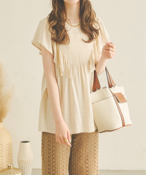 Ambre Neige(アンブルネージュ)の「2WAYラッフルチュニックブラウス/WEB/EC限定商品(シャツ/ブラウス・レディース・オフホワイト/ライトグリーン/ライトベージュ・FREE)」の15枚目の写真