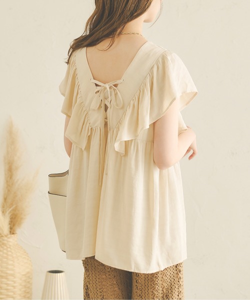 Ambre Neige(アンブルネージュ)の「2WAYラッフルチュニックブラウス/WEB/EC限定商品(シャツ/ブラウス・レディース・オフホワイト/ライトグリーン/ライトベージュ・FREE)」の17枚目の写真