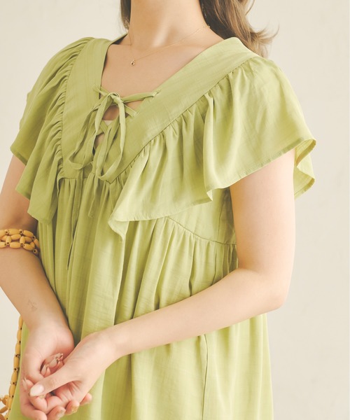 Ambre Neige(アンブルネージュ)の「2WAYラッフルチュニックブラウス/WEB/EC限定商品(シャツ/ブラウス・レディース・オフホワイト/ライトグリーン/ライトベージュ・FREE)」の20枚目の写真