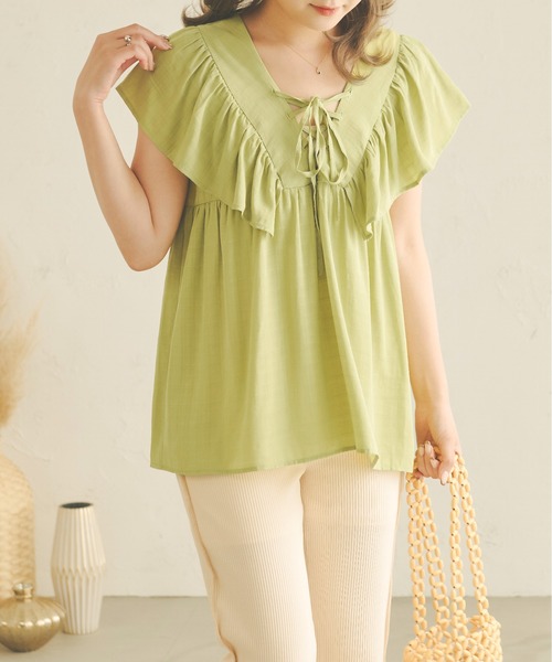 Ambre Neige(アンブルネージュ)の「2WAYラッフルチュニックブラウス/WEB/EC限定商品(シャツ/ブラウス・レディース・オフホワイト/ライトグリーン/ライトベージュ・FREE)」の21枚目の写真