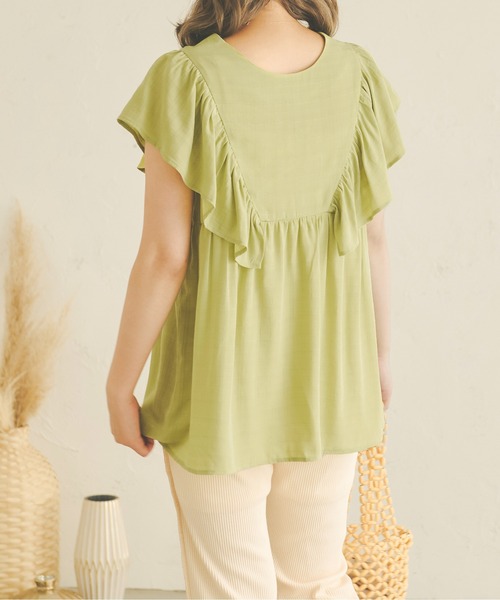 Ambre Neige(アンブルネージュ)の「2WAYラッフルチュニックブラウス/WEB/EC限定商品(シャツ/ブラウス・レディース・オフホワイト/ライトグリーン/ライトベージュ・FREE)」の4枚目の写真