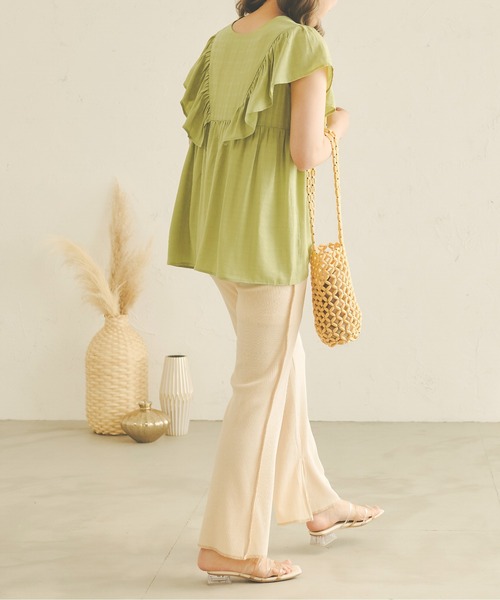 Ambre Neige(アンブルネージュ)の「2WAYラッフルチュニックブラウス/WEB/EC限定商品(シャツ/ブラウス・レディース・オフホワイト/ライトグリーン/ライトベージュ・FREE)」の7枚目の写真