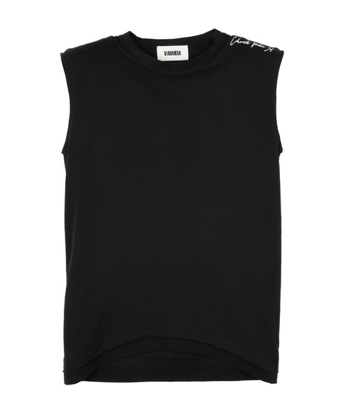 VIAVANDA（ヴィアヴァンダ）の「SHOULDER PAD TANK（Tシャツ/カットソー・レディース・グレー/ブラック・FREE）」の6枚目の写真