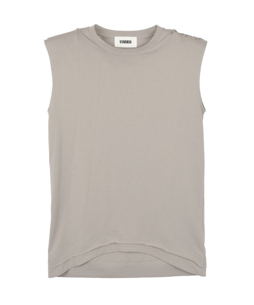VIAVANDA（ヴィアヴァンダ）の「SHOULDER PAD TANK（Tシャツ/カットソー・レディース・グレー/ブラック・FREE）」の18枚目の写真