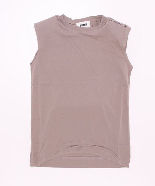 VIAVANDA（ヴィアヴァンダ）の「SHOULDER PAD TANK（Tシャツ/カットソー・レディース・グレー/ブラック・FREE）」の5枚目の写真