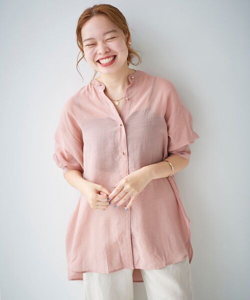 le.coeur blanc（ルクールブラン）の「シアーギャザースリーブシャツ（シャツ/ブラウス・レディース・ピンク/ベージュ/カーキオリーブ・38）」の20枚目の写真