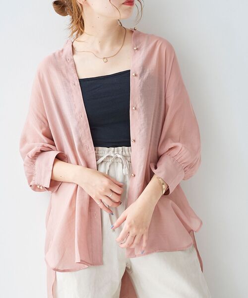 le.coeur blanc（ルクールブラン）の「シアーギャザースリーブシャツ（シャツ/ブラウス・レディース・ピンク/ベージュ/カーキオリーブ・38）」の11枚目の写真