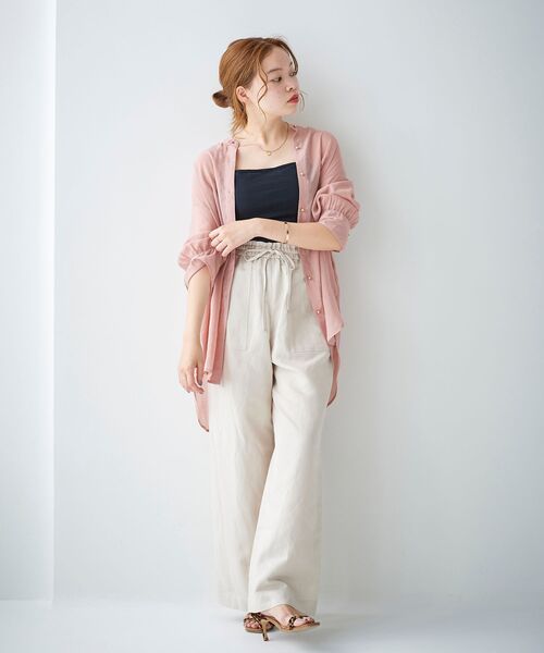 le.coeur blanc（ルクールブラン）の「シアーギャザースリーブシャツ（シャツ/ブラウス・レディース・ピンク/ベージュ/カーキオリーブ・38）」の16枚目の写真