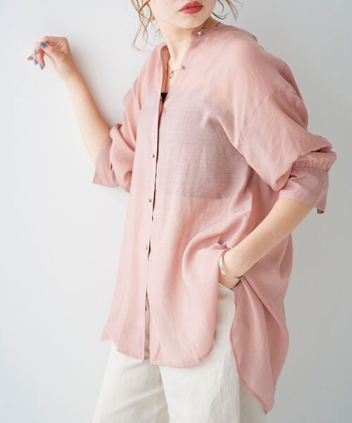 le.coeur blanc（ルクールブラン）の「シアーギャザースリーブシャツ（シャツ/ブラウス・レディース・ピンク/ベージュ/カーキオリーブ・38）」の21枚目の写真