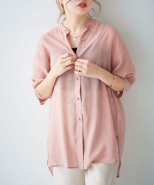 le.coeur blanc（ルクールブラン）の「シアーギャザースリーブシャツ（シャツ/ブラウス・レディース・ピンク/ベージュ/カーキオリーブ・38）」の12枚目の写真