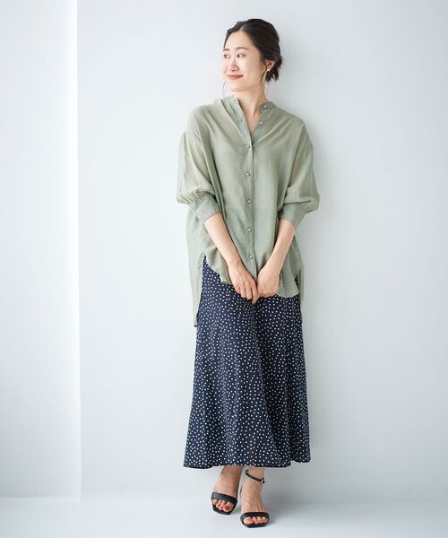 le.coeur blanc（ルクールブラン）の「シアーギャザースリーブシャツ（シャツ/ブラウス・レディース・ピンク/ベージュ/カーキオリーブ・38）」の13枚目の写真