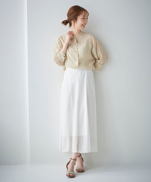 le.coeur blanc（ルクールブラン）の「シアーギャザースリーブシャツ（シャツ/ブラウス・レディース・ピンク/ベージュ/カーキオリーブ・38）」の18枚目の写真