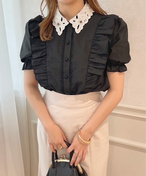 apres jour(アプレジュール)の「刺繍襟ブラウス【ZOZOTOWN限定アイテム】(シャツ/ブラウス・レディース・ブラック/オフホワイト/ラベンダー/ライトピンク・X-LARGE/フリー)」の14枚目の写真