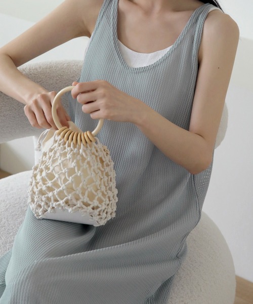 UNE MANSION（ユヌマンション）の「マクラメミニバッグ（ハンドバッグ・レディース・ブラウン/アイボリー・ONE SIZE）」の16枚目の写真