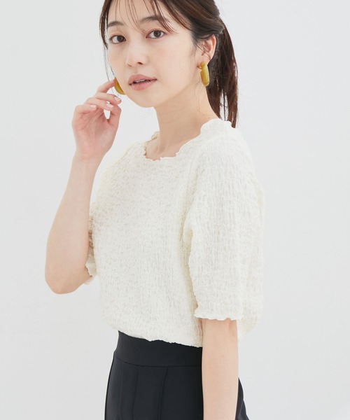 VIS（ビス）の「花柄＆無地しゅわしゅわ5分袖インナー（Tシャツ