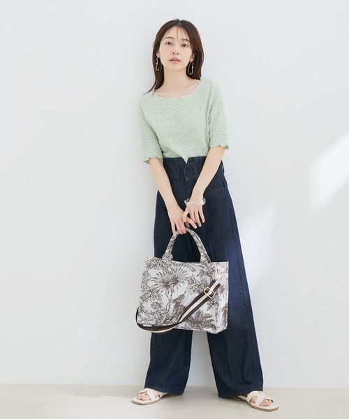 VIS（ビス）の「花柄＆無地しゅわしゅわ5分袖インナー（Tシャツ