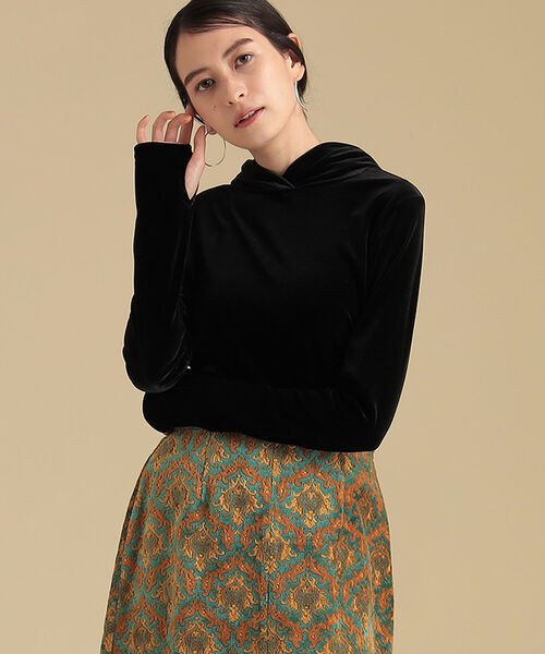 Ray BEAMS（レイビームス）の「Ray BEAMS / ベロア フーディー（その他トップス・レディース・ブラウン/ブラック・ONE SIZE）」の2枚目の写真