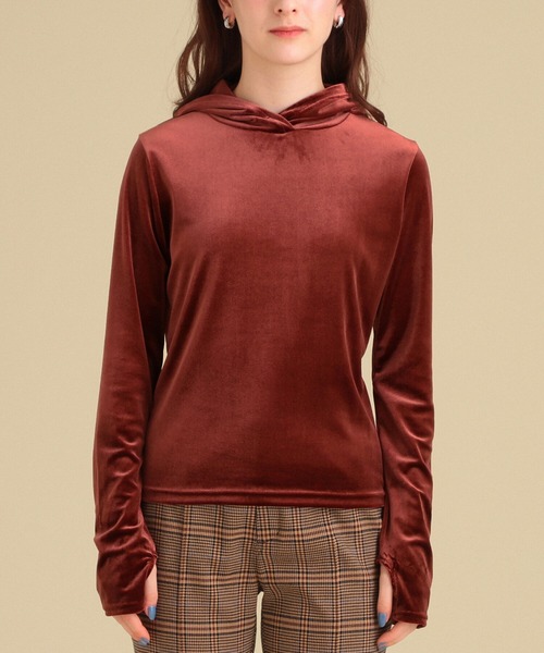 Ray BEAMS（レイビームス）の「Ray BEAMS / ベロア フーディー（その他トップス・レディース・ブラウン/ブラック・ONE SIZE）」の9枚目の写真