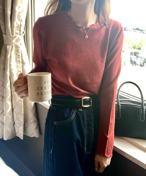 LAUIR(ラウアー)の「メローデザインニットトップス(ニット/セーター・レディース・ブラック/ホワイト/クリーム/グレイッシュベージュ/レッド/ブルー/グリーン系その他/モカ・FREE)」の15枚目の写真