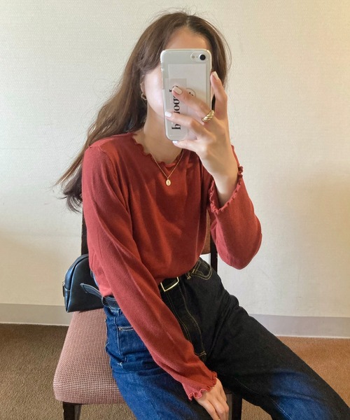 LAUIR(ラウアー)の「メローデザインニットトップス(ニット/セーター・レディース・ブラック/ホワイト/クリーム/グレイッシュベージュ/レッド/ブルー/グリーン系その他/モカ・FREE)」の16枚目の写真