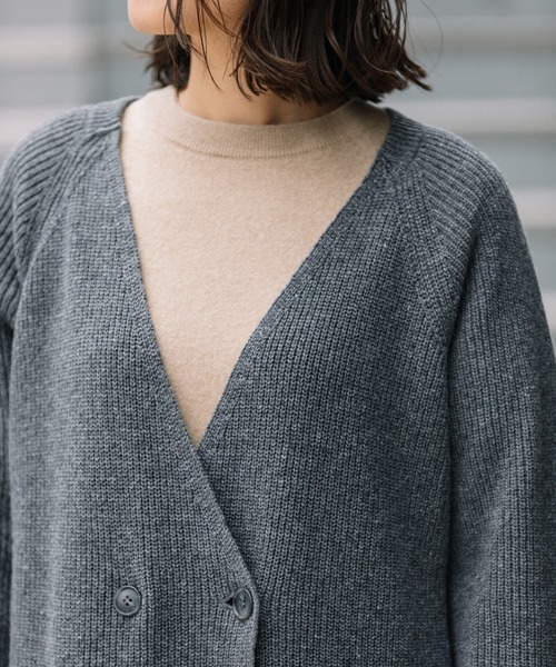 Munich（ミューニック）の「片畦編みニットグレンチェックドッキングコート（ノーカラーコート・レディース・グレー/ブラック・FREE）」の15枚目の写真