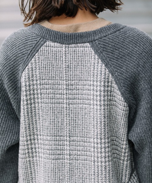 Munich（ミューニック）の「片畦編みニットグレンチェックドッキングコート（ノーカラーコート・レディース・グレー/ブラック・FREE）」の16枚目の写真