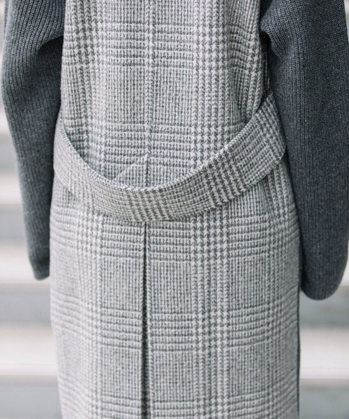 Munich（ミューニック）の「片畦編みニットグレンチェックドッキングコート（ノーカラーコート・レディース・グレー/ブラック・FREE）」の18枚目の写真