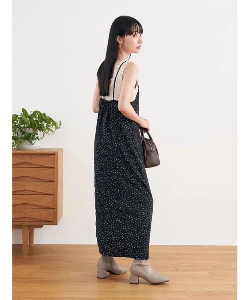 earth music&ecology（アースミュージックアンドエコロジー）の「スリットドットキャミワンピース（ワンピース・レディース・ドット/ブラック系その他5・FREE）」の16枚目の写真