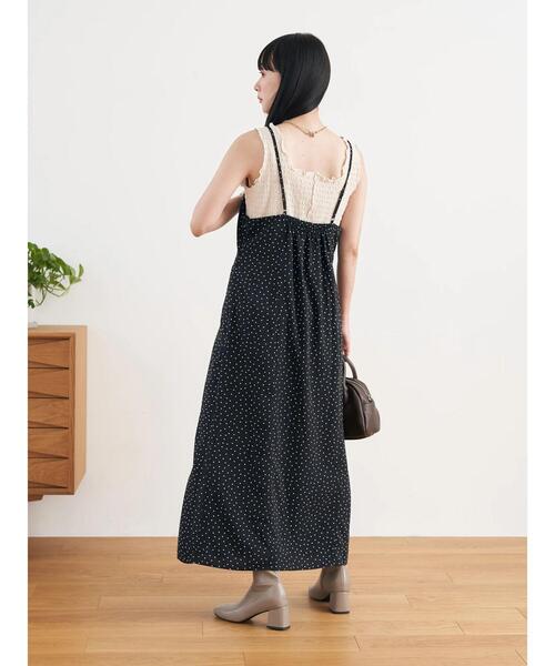 earth music&ecology（アースミュージックアンドエコロジー）の「スリットドットキャミワンピース（ワンピース・レディース・ドット/ブラック系その他5・FREE）」の17枚目の写真