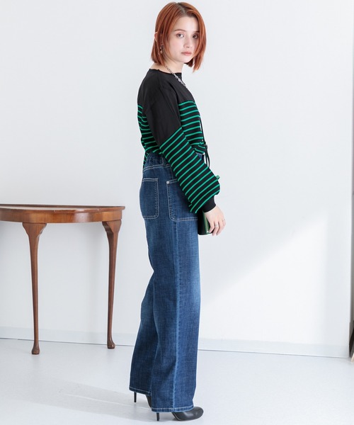 Paradise Picnic（パラダイスピクニック）の「CYAN ワークPKTハイウエストワイトパンツ（デニムパンツ・レディース・ネイビー/ブルー・FREE）」の13枚目の写真