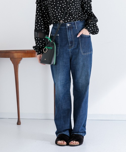 Paradise Picnic（パラダイスピクニック）の「CYAN ワークPKTハイウエストワイトパンツ（デニムパンツ・レディース・ネイビー/ブルー・FREE）」の7枚目の写真